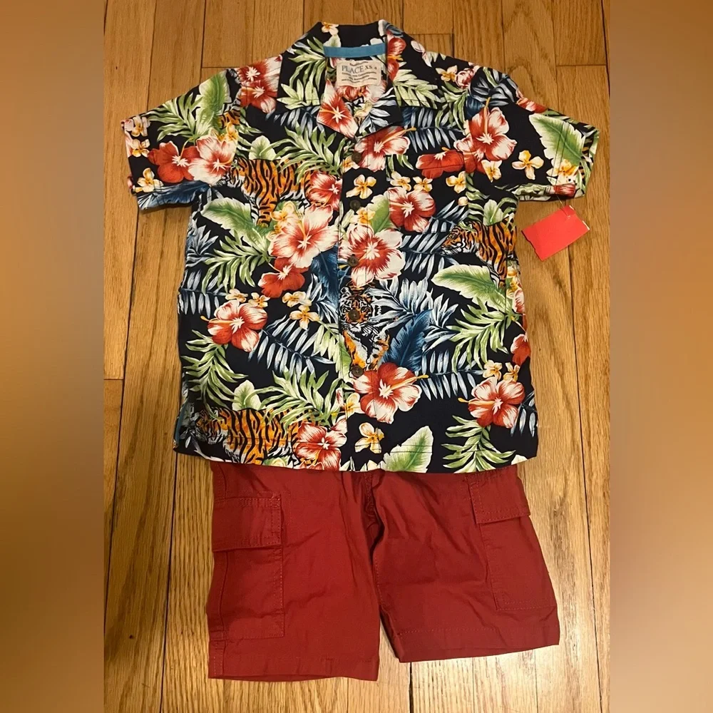 The Children's Place Hawaiian Safari Short Shirt Set-4T